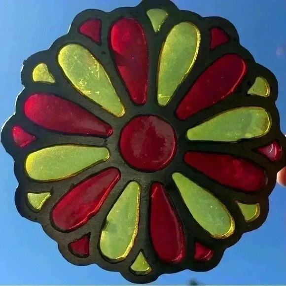Other - Gorgeous vintage stained glass and metal window  hanging or trivet